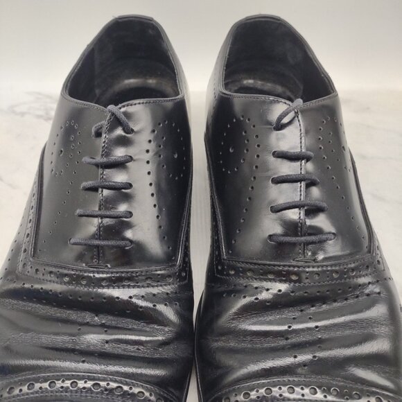 PRADA Mens Leather Dress Shoes Size 12 E Black Lace Up Oxford 1316 main image 11